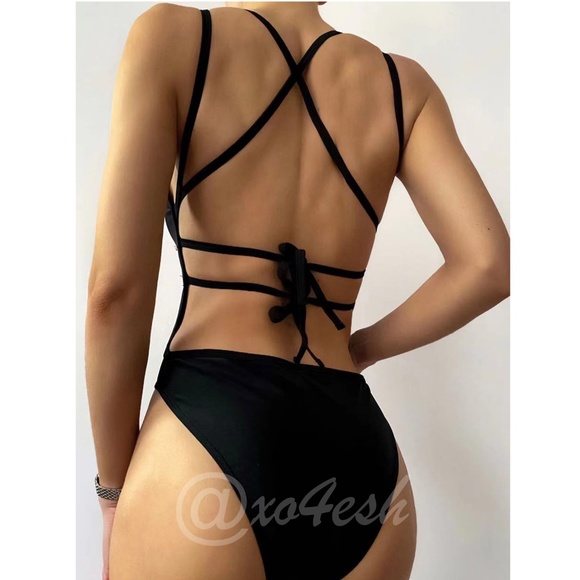 Rouge! Other - Strappy Back Black One Piece Swimsuit